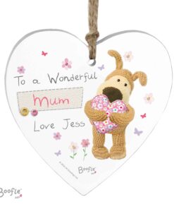 Personalised Boofle Flowers Wooden Heart Decoration