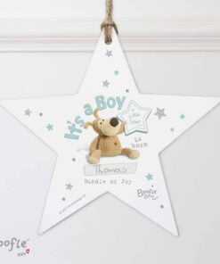 Personalised Boofle Its a Boy Wooden Star Decoration