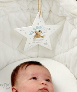 Personalised Boofle Its a Boy Wooden Star Decoration