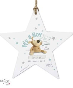 Personalised Boofle Its a Boy Wooden Star Decoration