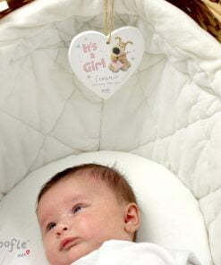 Personalised Boofle It’s a Girl Wooden Heart Decoration