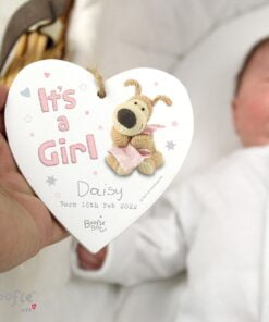Personalised Boofle It’s a Girl Wooden Heart Decoration