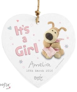 Personalised Boofle It’s a Girl Wooden Heart Decoration