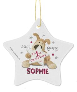 Personalised Boofle My 1st Christmas Ceramic Star Decoration