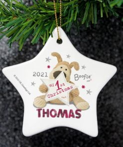 Personalised Boofle My 1st Christmas Ceramic Star Decoration