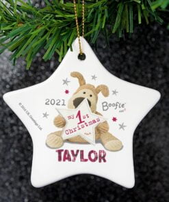 Personalised Boofle My 1st Christmas Ceramic Star Decoration