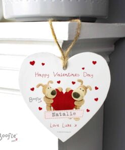 Personalised Boofle Shared Heart Wooden Heart Decoration