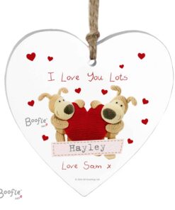 Personalised Boofle Shared Heart Wooden Heart Decoration