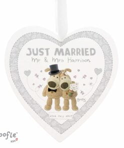 Personalised Boofle Wedding Large Wooden Heart Decoration