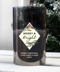 Personalised Botanical Smoked Glass LED Candle