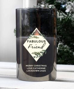 Personalised Botanical Smoked Glass LED Candle