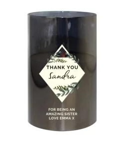 Personalised Botanical Smoked Glass LED Candle