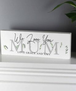 Personalised Botanical Wooden Block Sign