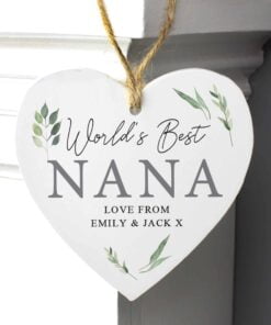 Personalised Botanical Wooden Heart Decoration