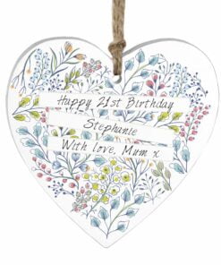Personalised Botanical Wooden Heart Decoration