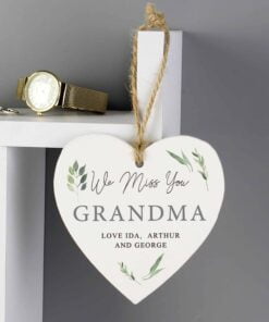 Personalised Botanical Wooden Heart Decoration