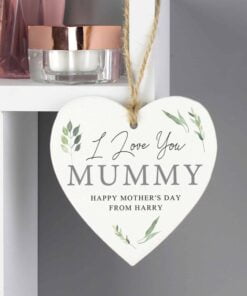 Personalised Botanical Wooden Heart Decoration