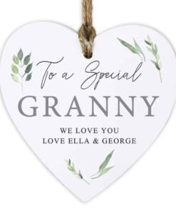 Personalised Botanical Wooden Heart Decoration
