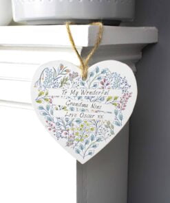 Personalised Botanical Wooden Heart Decoration