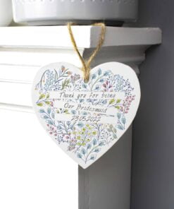 Personalised Botanical Wooden Heart Decoration