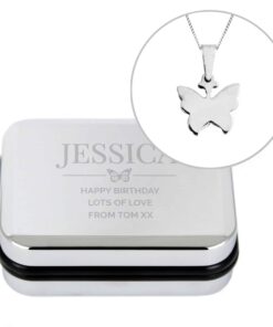 Personalised Box and Butterfly Necklace