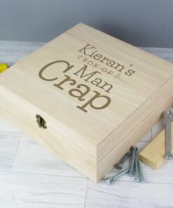 Personalised Box of Man Crap Large Wooden Keepsake Box
