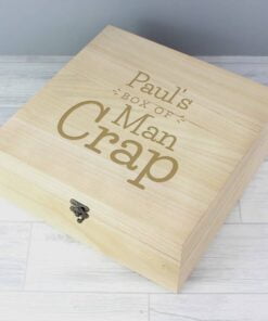 Personalised Box of Man Crap Large Wooden Keepsake Box