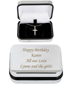 Personalised Box with Silver Cross Necklace