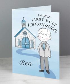 Personalised Boys First Holy Communion Card