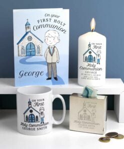 Personalised Boys First Holy Communion Pillar Candle