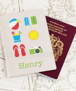 Personalised Bright Travel Cream Passport Holder