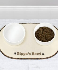Personalised Brown Paw Print Pet Bowl Placemat