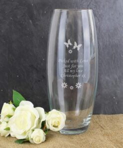 Personalised Butterflies and Flowers Bullet Vase