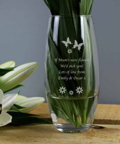 Personalised Butterflies and Flowers Bullet Vase