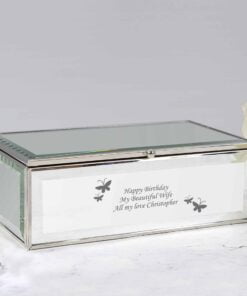 Personalised Butterflies Mirrored Jewellery Box
