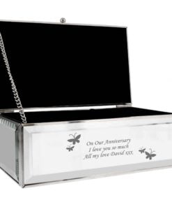 Personalised Butterflies Mirrored Jewellery Box