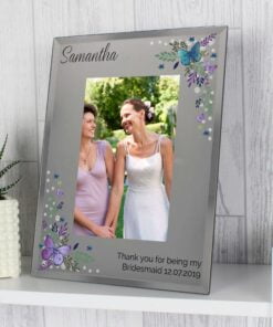 Personalised Butterfly 4×6 Diamante Glass Photo Frame