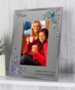 Personalised Butterfly 4×6 Diamante Glass Photo Frame