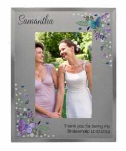 Personalised Butterfly 4×6 Diamante Glass Photo Frame