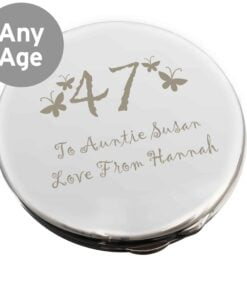Personalised Butterfly Age Round Compact Mirror