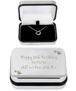 Personalised Butterfly Heart Necklace and Box