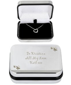 Personalised Butterfly Heart Necklace and Box