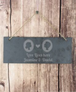 Personalised Cameo Hanging Slate Plaque