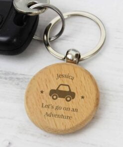 Personalised ‘Car Motif’ Wooden Keyring