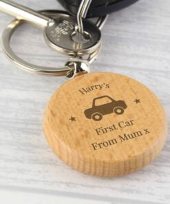 Personalised ‘Car Motif’ Wooden Keyring