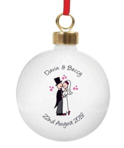 Personalised Cartoon Couple Keepsake Bauble