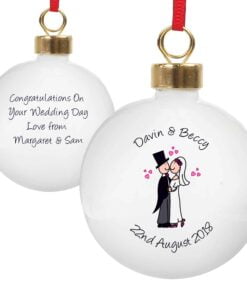 Personalised Cartoon Couple Keepsake Bauble