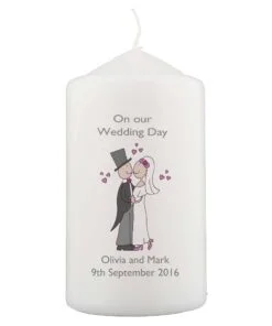Personalised Cartoon Couple Pillar Candle
