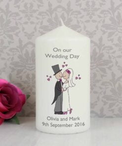 Personalised Cartoon Couple Pillar Candle