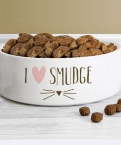 Personalised Cat Features 14cm Medium White Pet Bowl